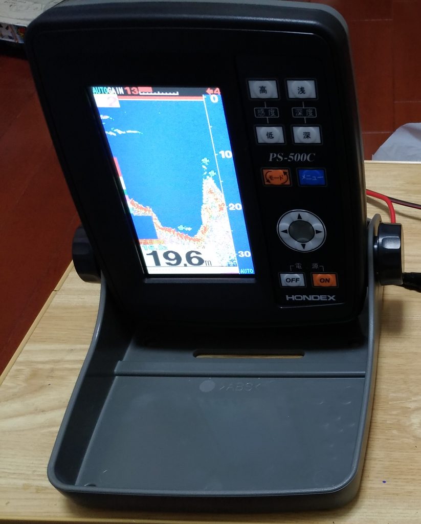 自作】ホンデックス ポータブル魚群探知機 PS-500C モバイルバッテリー 